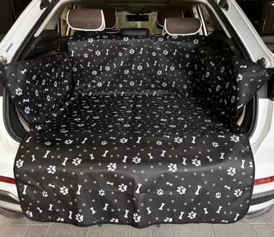 Cross-border car pet dog mat, trunk anti-dirt waterproof mat, Oxford cloth car pet trunk mat (Trunk Mat) - thickened-trunk-liner-black-bone-design-universal