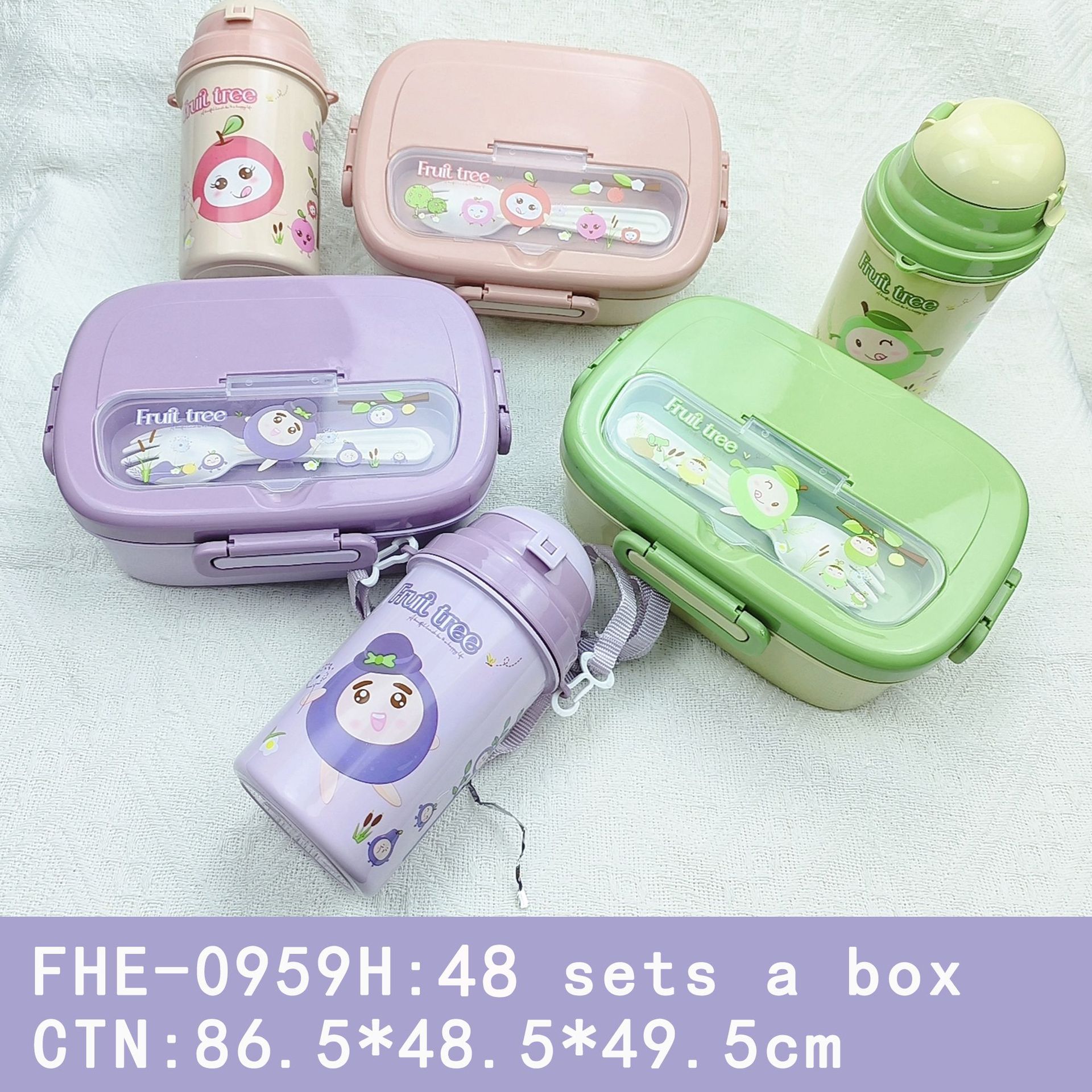 Juego de botella de agua de lonchera con forma de dibujos animados lindo para niños y estudiantes