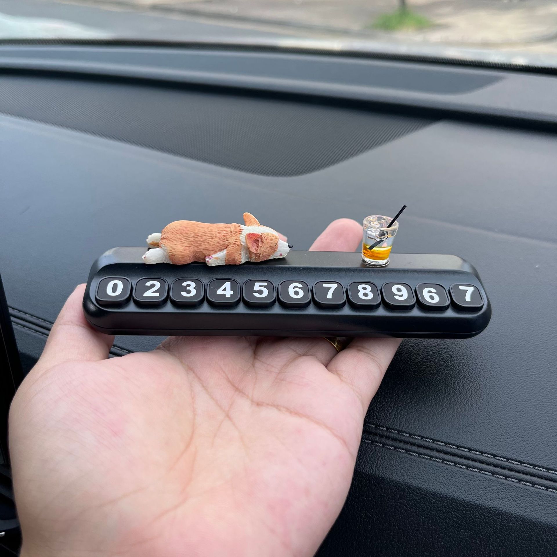 Mini Sleeping Corgi Car Ornaments Creative Car Center Console Decorations Simulated Cute Corgi Parking Signs
