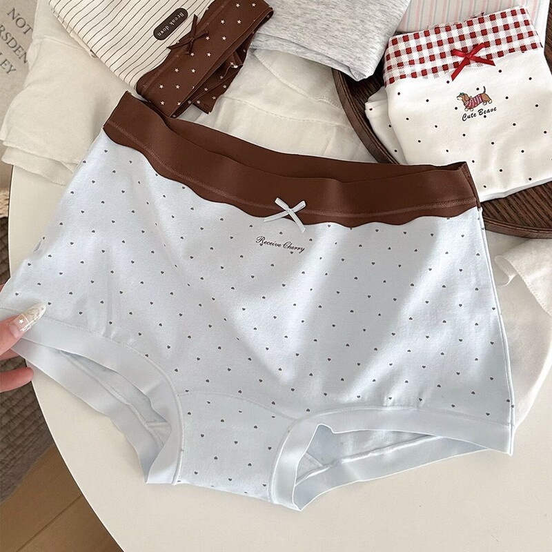 Polka dot women's cotton boxer briefs, 2026 new style, antibacterial crotch, bow design, high-quality shorts