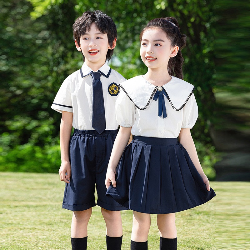 61儿童合唱演出服小学生校服红歌表演幼儿园班服夏装英伦风校服