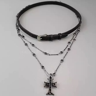 Diablo Cross Collar Choker Sweet Cool Spice Girl Double Layer Overlapping Clavicle Chain Women's High-end Necklace Accessories