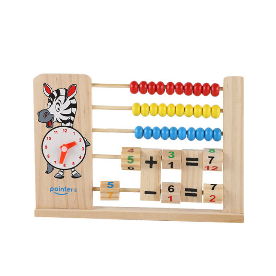 Wooden Children's Multifunctional Animal Clock Computing Stand Montessori Early Education Enlightenment Alphanumeric Cognitive Abacus Toy