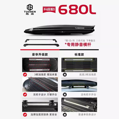 Roof box — Roof Box Luggage Rack - no-punching-required-680l-upgraded-roof-box-black-white-and-gray-special-high-speed-crossbar