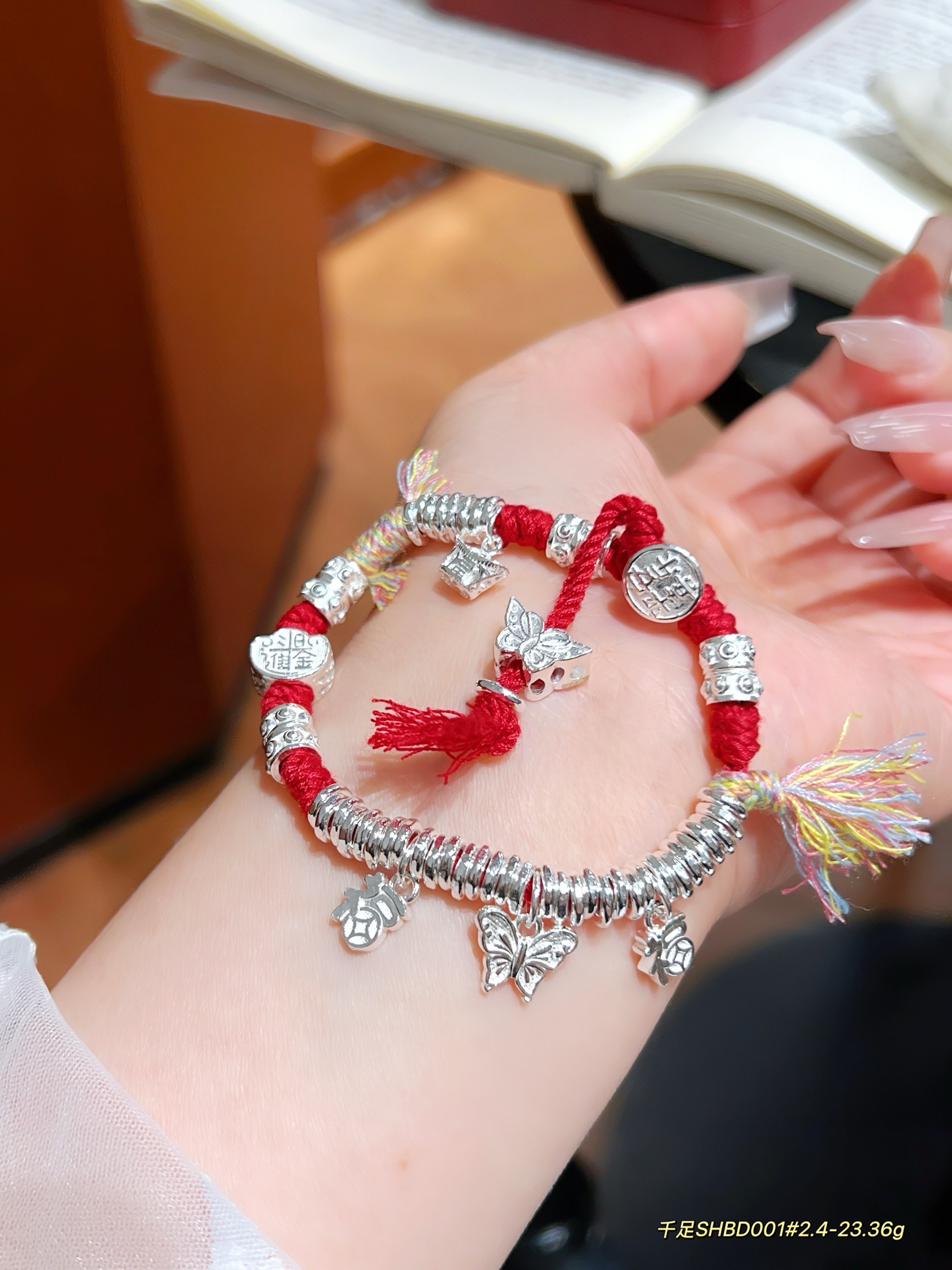 999 pulsera de alambre de plata de pie pulsera tejida de hilo arcoíris de bricolaje año de nacimiento cuerda de mano de plata rota para novia regalo de madre