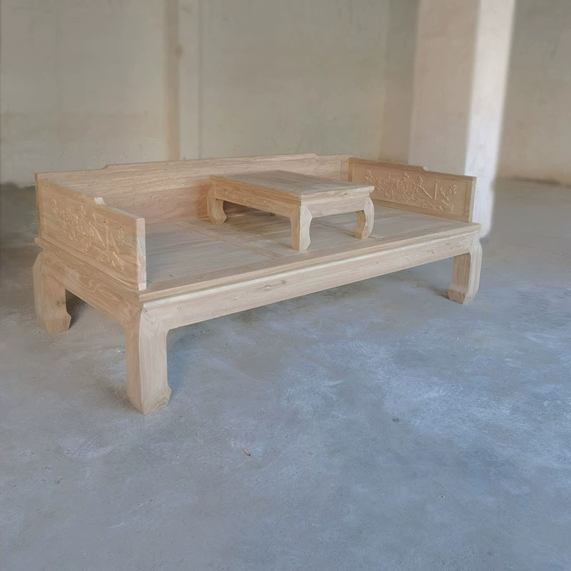 Старый вяз, белая солома, раздвижная кровать Луохань, белая кровать из цельного дерева, антикварный диван-кровать, китайская мебель, шириной 1,2, резная