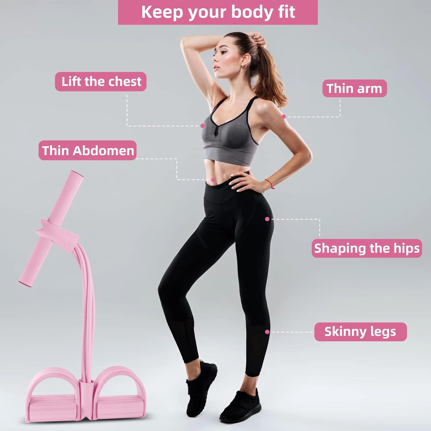 TPE multifuncional de cuatro tubos de pedal de tensión de seis tubos de pedal de tensión de cintura delgada abdominal ab