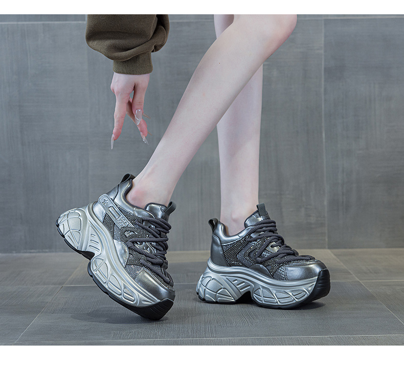 Giày sneaker nữ đế dày chunky tăng chiều cao 9 cm phong cách hot girl — Bạc M2696, M 2696m Màu sắc, M2696 đỏ chi tiết 11