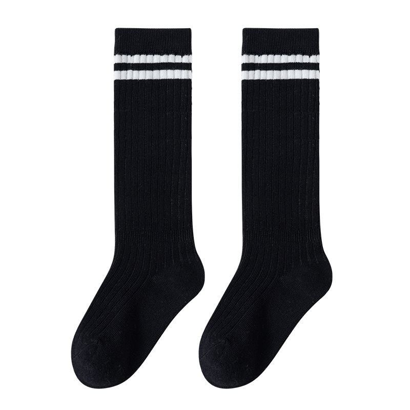 Anti-pilling-two-bar calf socks-black