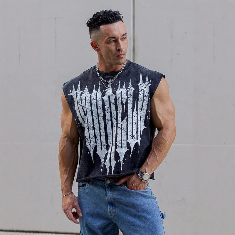 YOUNGLA American Style Fashion Brand Men's Vest Summer New Fashion Casual Sleeveless T-shirt Jogging Sports Fitness Vest