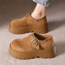 厚底增高勃肯鞋女2025新款春秋季单鞋小个子高跟一脚蹬松糕乐福鞋