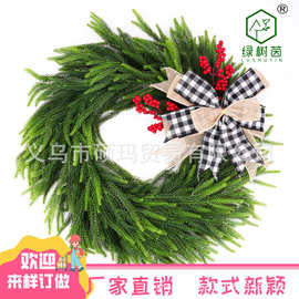 跨境人造仿真绿植圣诞节诺克福松针软胶藤条花环装饰塑料缠绕藤蔓