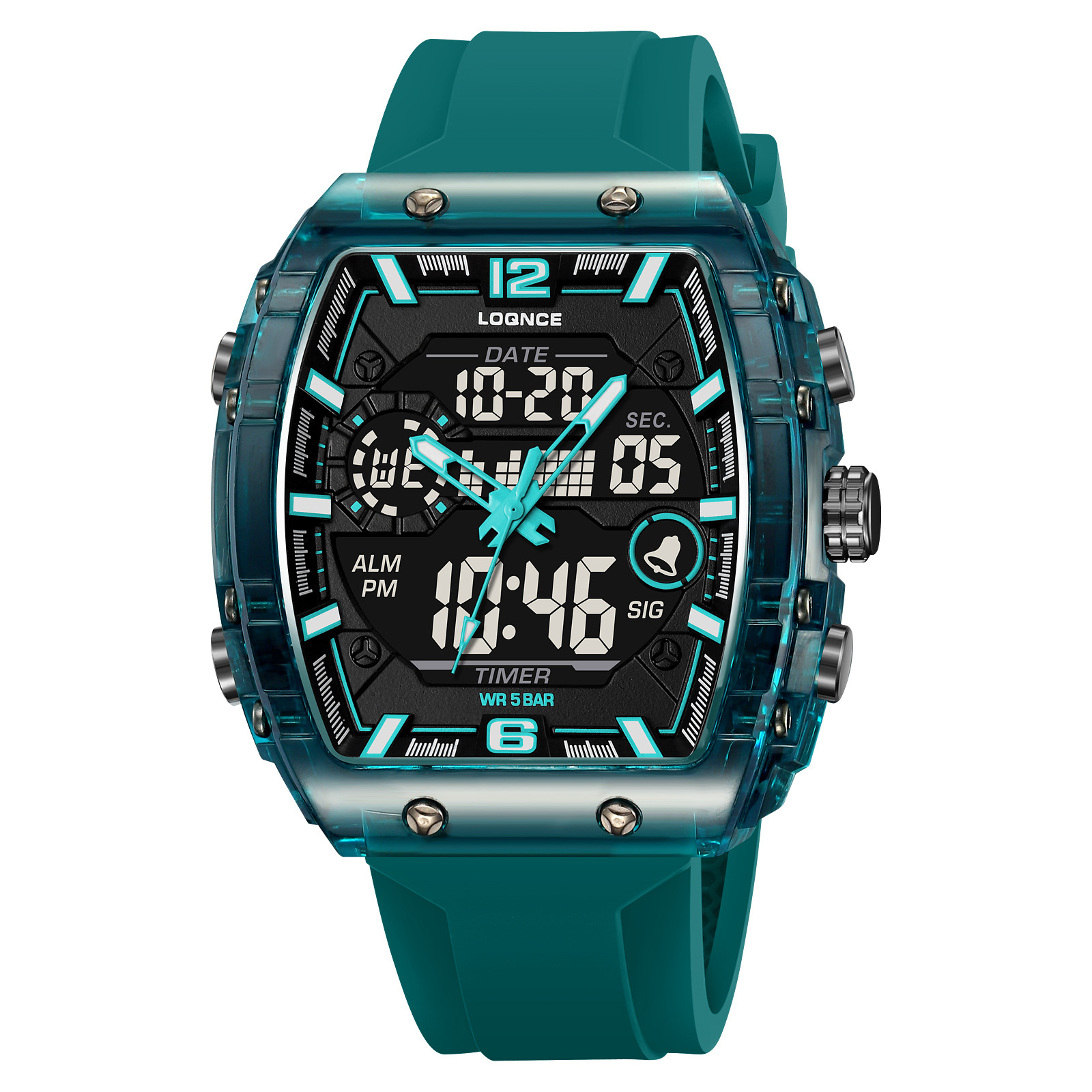 LOQNCE moda digital nocturna electrónica reloj impermeable reloj deportivo para hombres al aire libre reloj estudiante 98003