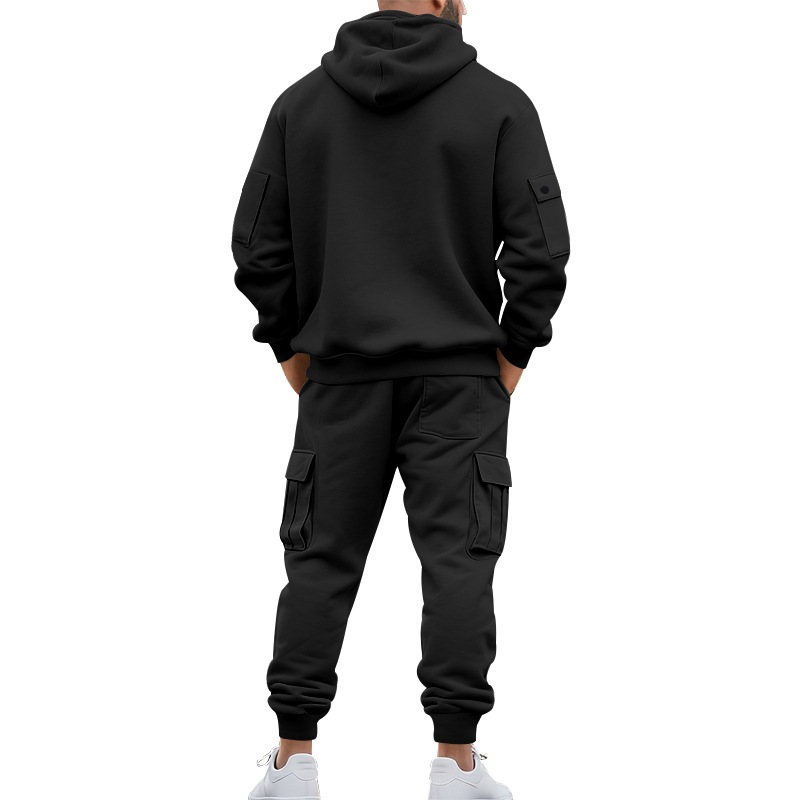 American Autumn And Winter Heavy Loose Men's Tooling Outdoor Commuting Casual Fleece Warm Sweater Tooling Sweatpants Set_viptrois.com