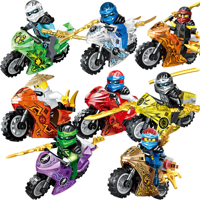 群隆61081 儿童模型拼装积木男孩智力组装拼装积木玩具 透明摩托