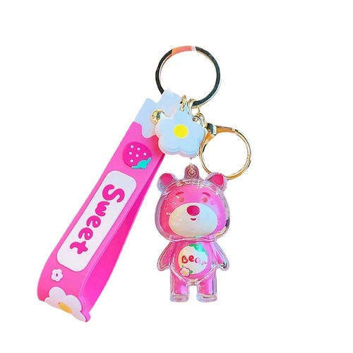 Internet celebrity Strawberry Bear cartoon key chain doll trinket exquisite key pendant car bag pendant key chain
