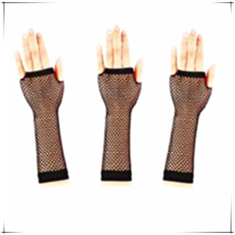 Guantes de malla negra transfronteriza al por mayor guantes de red de pescado sexuales clubes nocturnos personalidades de medio dedo guantes de malla gruesa
