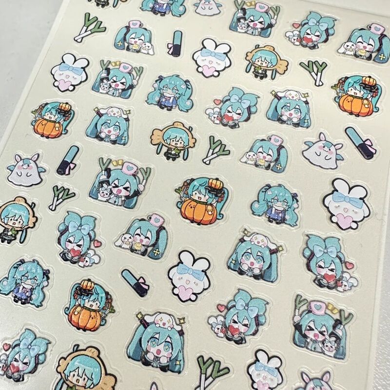 アニメ初音少女ネイルシール新工芸平面日本式アニメ漫画かわいい萌え妹バックゴム爪貼り|undefined
