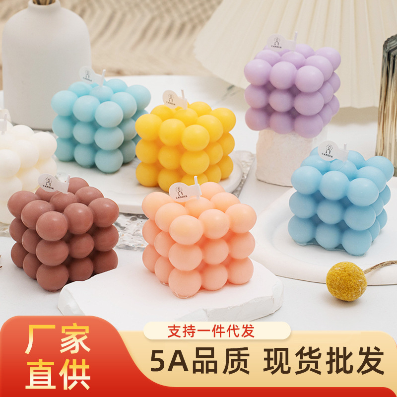 Rubik's Cube Aromatherapy Candle Lamp for Home Lighting, Birthday Party Fragrance Decoration, Niche High-End Wedding Souvenir, Aroma Diffuser