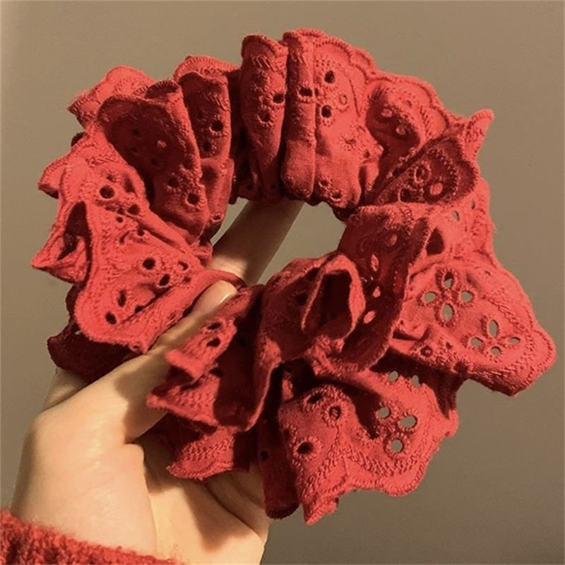 韓国風文学風中空花刺繍ヘアゴム女性用ハイエンドチェリーヘアロープ2025新スタイル|undefined