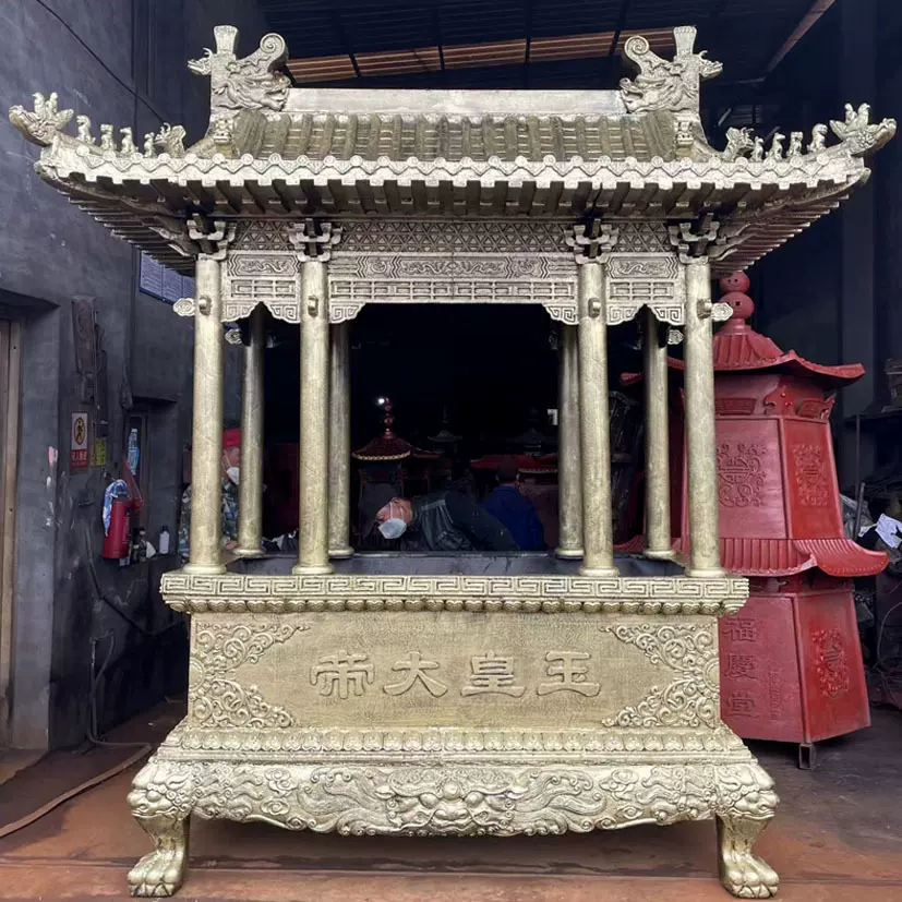 寺庙大殿方形香炉铸造陵园黄铜露天香炉室外祠堂铜炉户外摆件批发