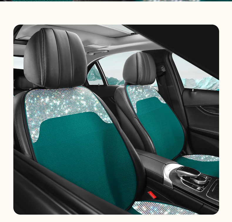 Women's Car Cushion Summer Cool Cushion High-end Atmospheric Full Diamond Car Seat Cushion Pink Four Seasons Universal Three-piece Set
