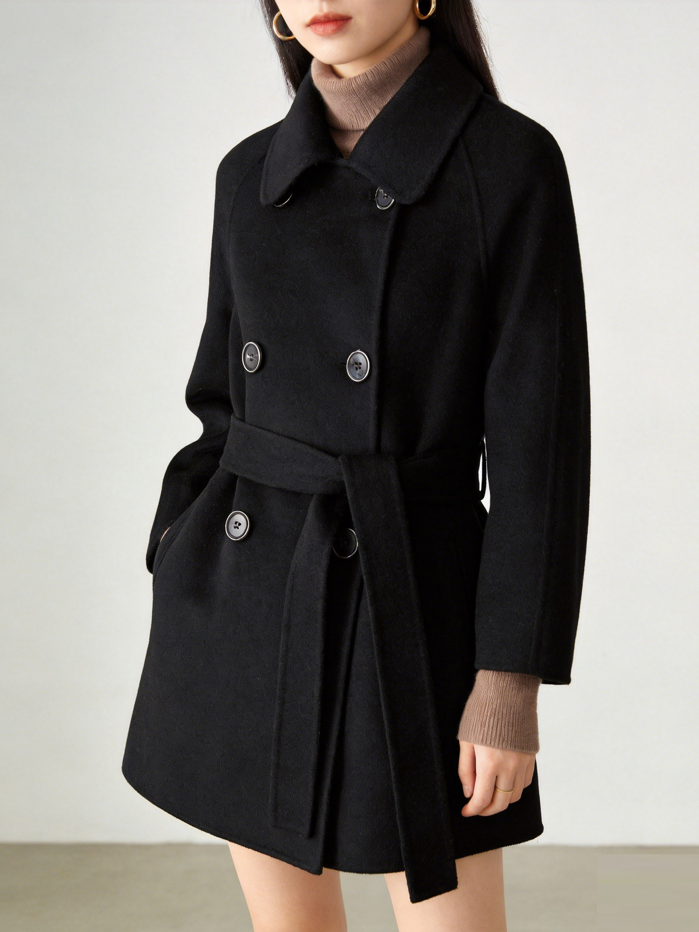 Anna's Same Style Petite Double-Sided Cashmere Coat for Women, Mid-Length Hepburn Style 2026 New Woolen Coat for Women