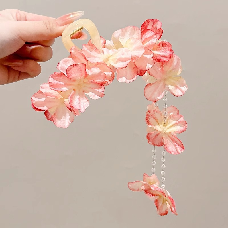 Bosque azul hortenida bordilla hermosa agarrar clips de cabeza de la mujer detrás de los clips de cabello de pesca clip de cabello de vacaciones tocado