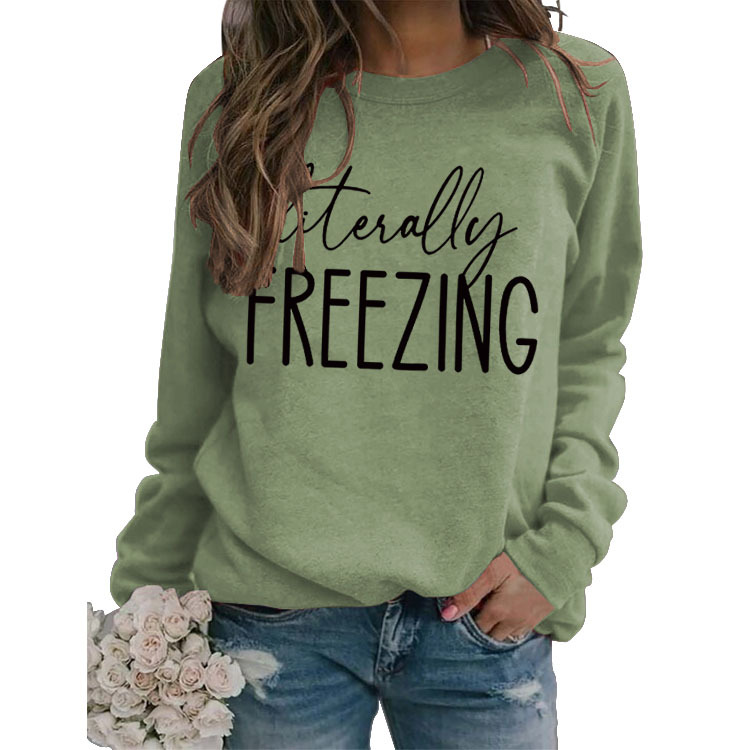 Literalmente Jersey simple cuello redondo en stock Top manga larga Amazon imprimir suéter suelto Comercio exterior transfronterizo