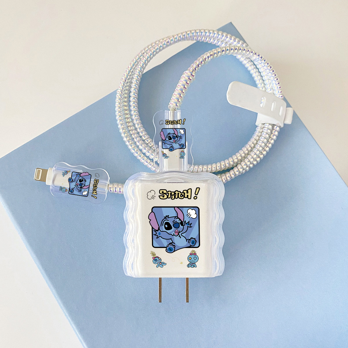 Apple 20w-Stitch-오버레이 헤드기어+웨이브 라인 클립+1m 레이저 화이트 로프+화이트 스트랩