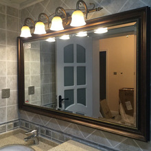 防水防爆美式浴室镜复古做旧欧式浴室柜镜子壁挂卫生间厕所大镜子