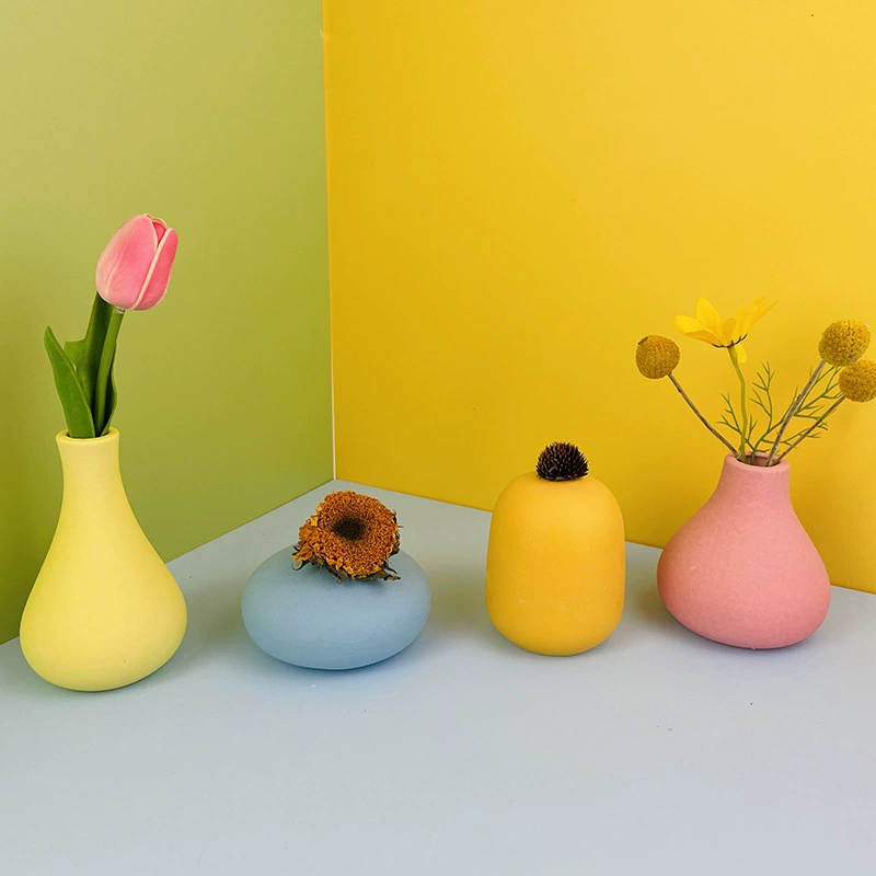 Керамическая Маленькая ваза для сухих цветов Настольное украшение Простой китайский стиль Цветочная Организация Ремесла Легкая Роскошная Современная Гостиная Домашняя раскладка цветов
