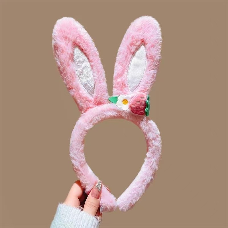 かわいいリボンウサギの耳ぬいぐるみヘッドバンドレース洗顔ヘッドバンド子供用ヘアピン 2025 新しい帽子|undefined