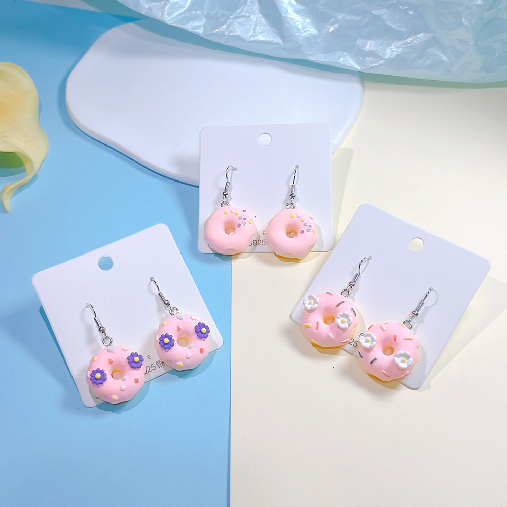 1 Pair Sweet Donuts Resin Drop Earrings display picture 4