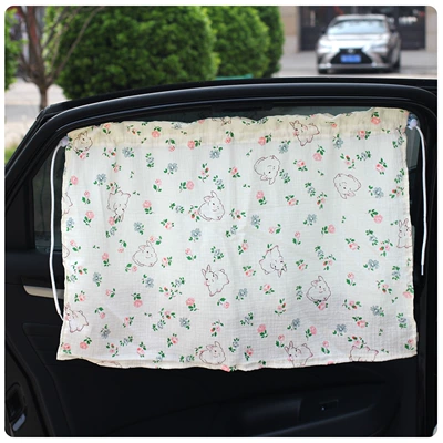 Car Sunshade Side Curtain Cartoon Car curtains - rose-rabbit-suction-cup-curtain