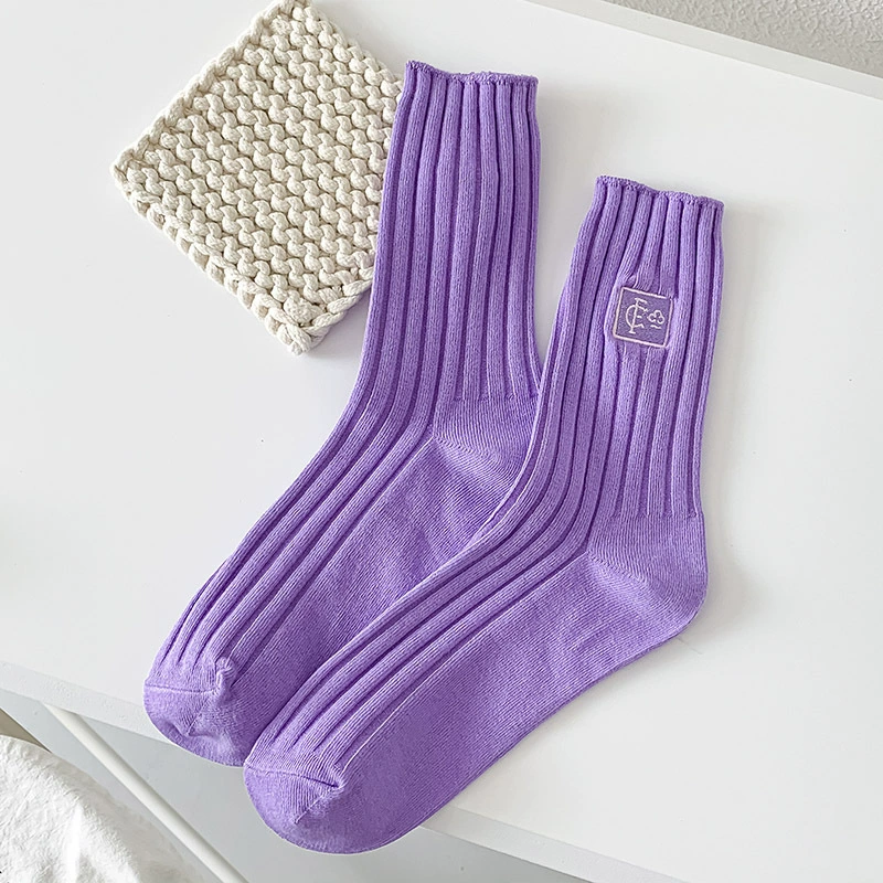 Knee Socks (Tide) Embroidered Fashion Socks, South Korea Style, One Size, Colorful