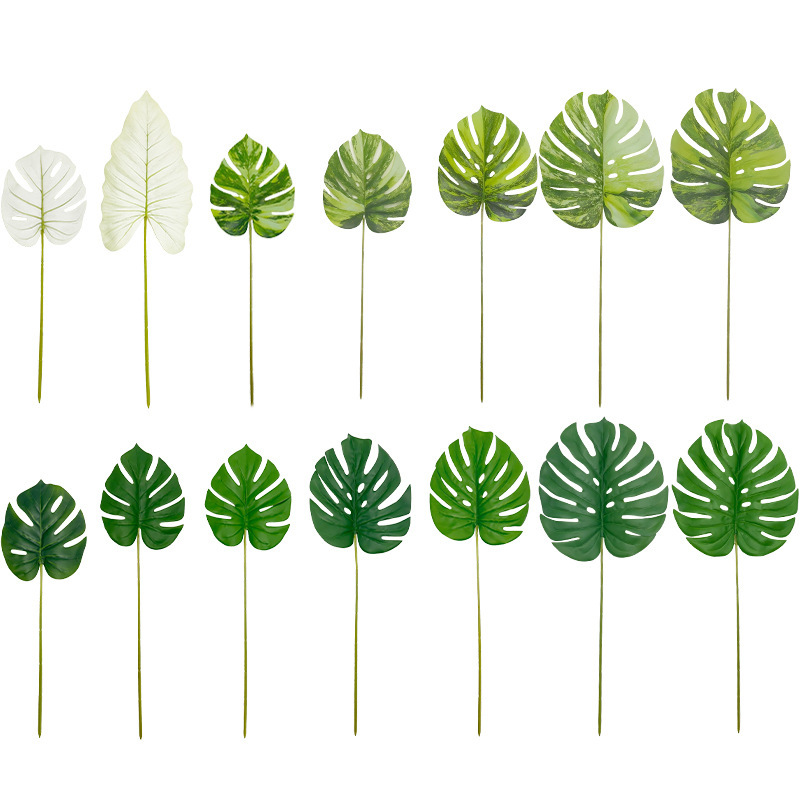 Hoja de tortuga artificial suministro transfronterizo planta verde al por mayor planta accesorios de pared hojas decoración del hogar simulación hoja de tortuga