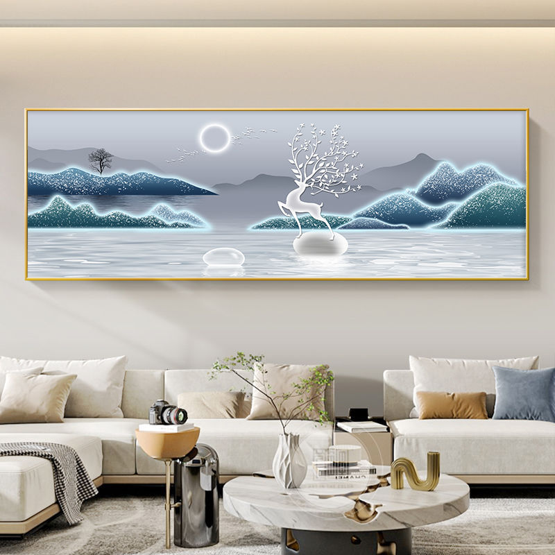Liushui Shengcai sala de estar pintura decorativa nuevo sofá chino fondo pintura colgante de pared salón de té Zen pinturas murales paisajes