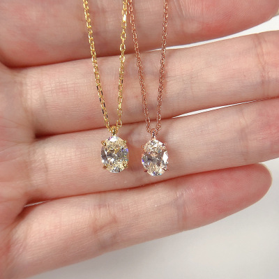 925 Gold color rose golden Special-shaped Necklace Egg Necklace Japan and South Korea temperament support One piece On behalf of