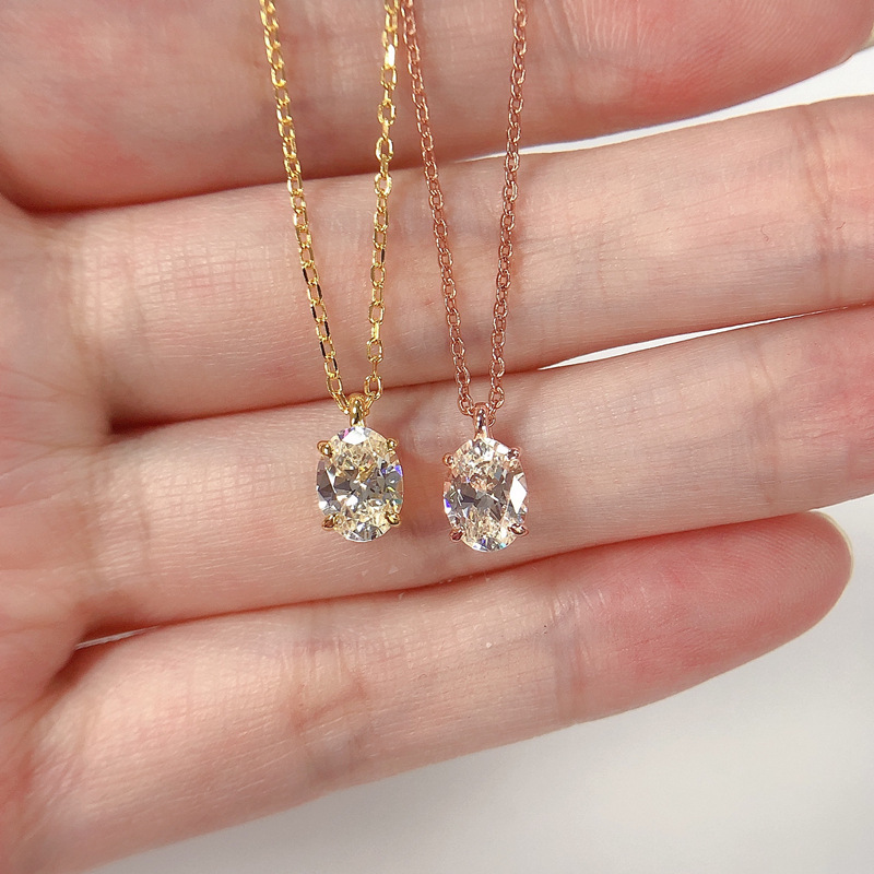 925 Gold color rose golden Special-shaped Necklace Egg Necklace Japan and South Korea temperament support One piece On behalf of