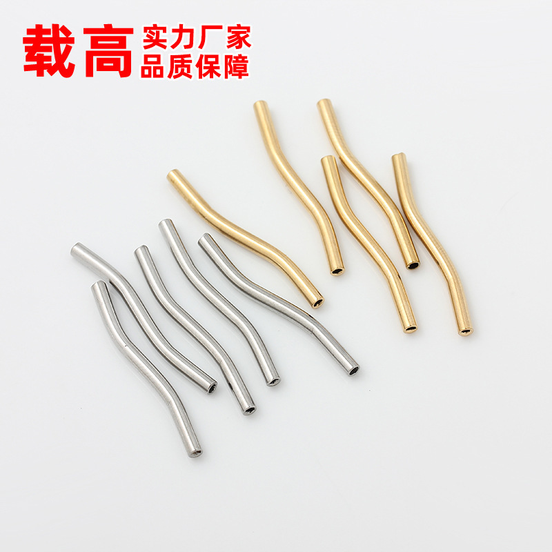 Non-Fading Titanium Steel Stainless Steel Plated with 18K Gold Wave-Shaped Bent Tube Twisted S-Shaped Tube Beaded Bracelet Necklace Material Accessories