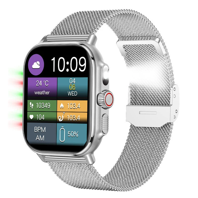 Умные часы 1.95″ TFT, Bluetooth 5.2, частотe пульса и насыщения крови кислородом (SpO2), фонарик