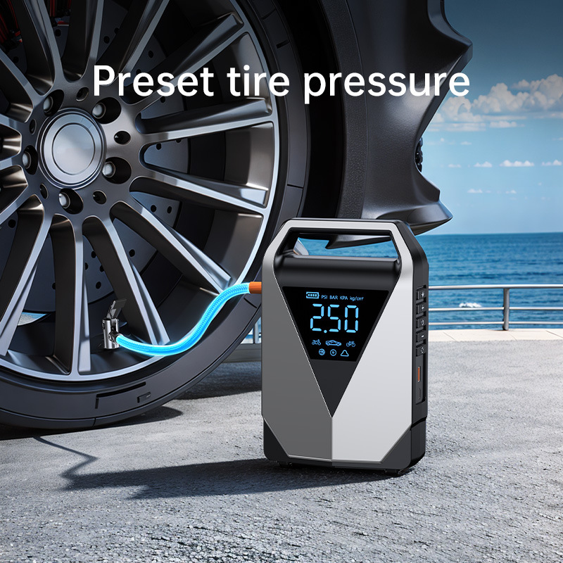 Large-Capacity Ld12 Cross-Border Car Emergency Jump Starter with Built-In Air Pump and Multi-Function Power Bank