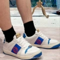 Blue leather punching