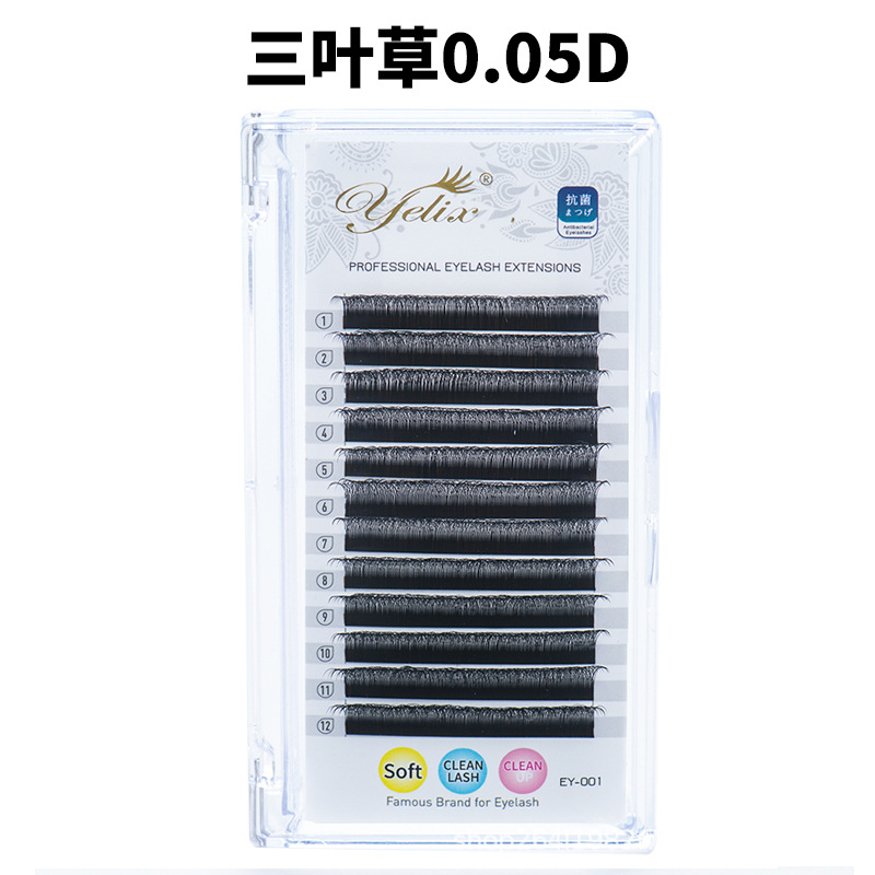 Fábrica mayorista de pestañas de trébol injerto de pestañas, pestañas falsas, pestañas ultra suaves, no dispersas, raíces densas naturales, para la tienda de pestañas especiales