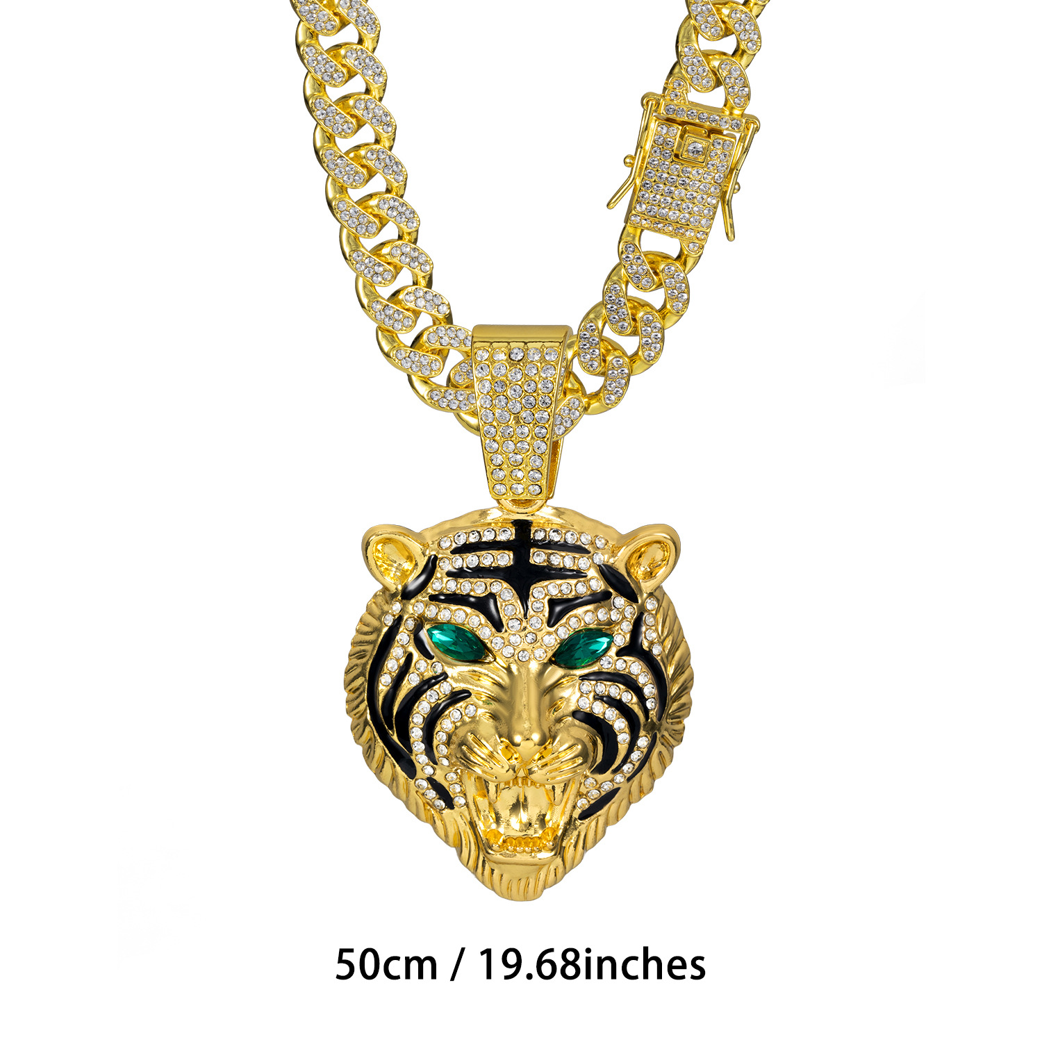 Heren cubaanse schakelketting met tijgerkop hanger_voghion.com