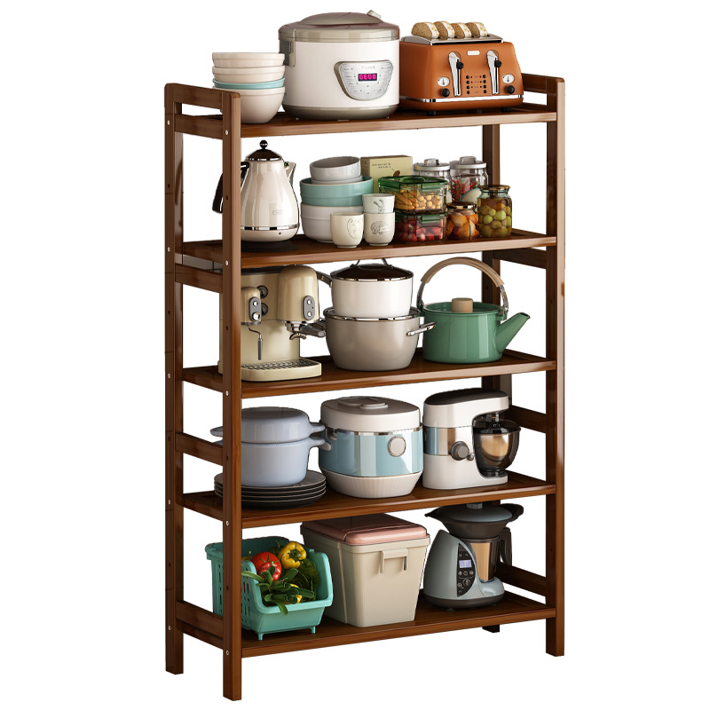 Haichuan cocina estante de escritorio piso sala de estar dormitorio estante de almacenamiento de madera maciza estante de almacenamiento multicapa estante de libros