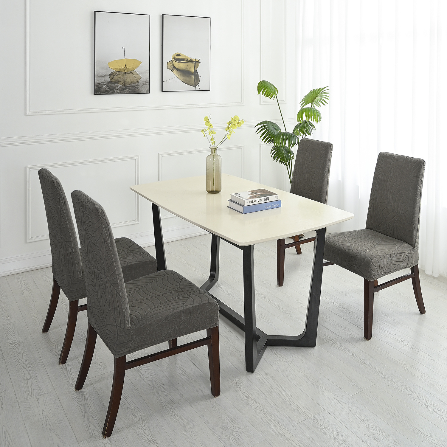 Funda de silla jacquard a prueba de salpicaduras transfronteriza, funda universal para silla de hogar, funda para media silla, funda para taburete regular