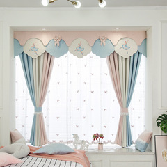 2F新款窗簾公主風跳舞女孩夢幻甜美粉色加厚遮光兒童房臥室飄窗短
