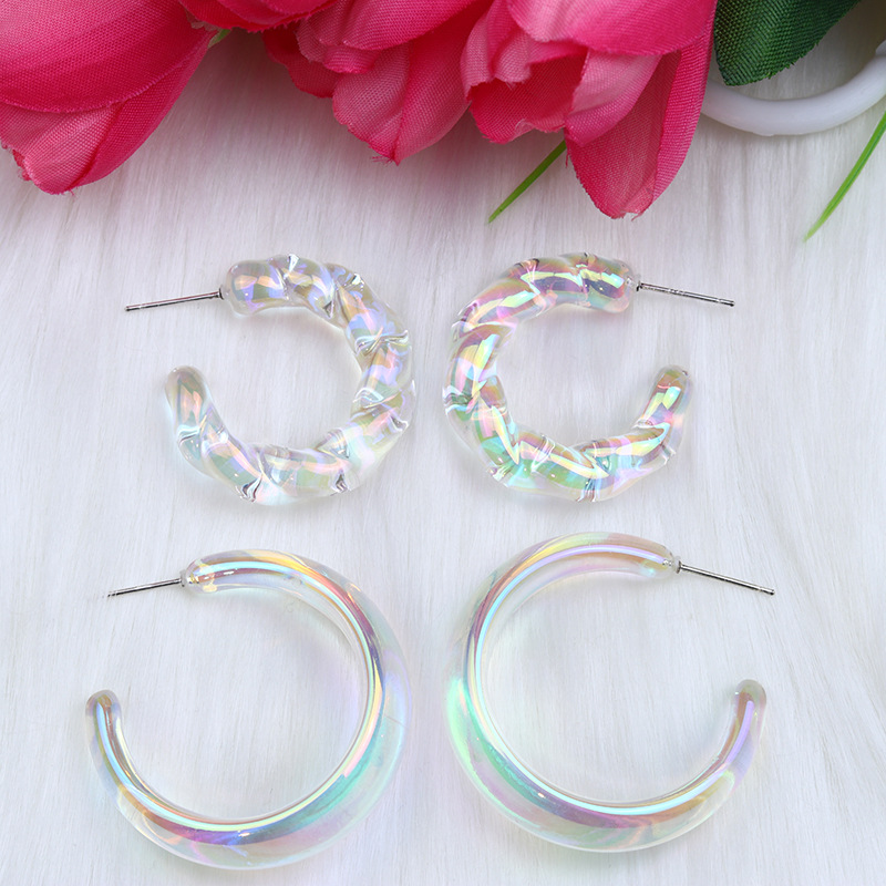 Acrylic Material 1 Pair Streetwear Transparent Plating Arylic Ear Studs